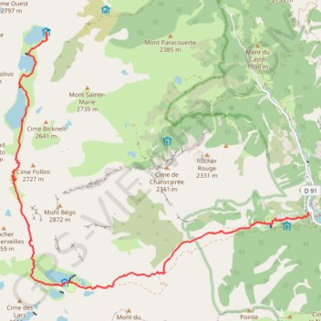 Itinéraire Vallée des Merveilles - Refuge Valmasque - Refuge des Merveilles - Lac des Mesches, distance, dénivelé, altitude, carte, profil, trace GPS
