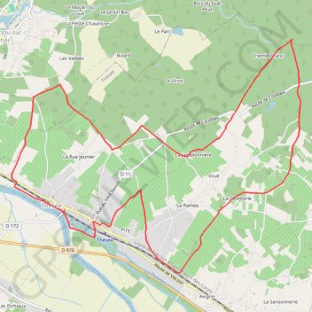 Itinéraire Forêt et vignes - Thésée, distance, dénivelé, altitude, carte, profil, trace GPS