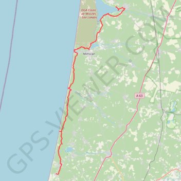 Itinéraire Parentis-Messanges, distance, dénivelé, altitude, carte, profil, trace GPS