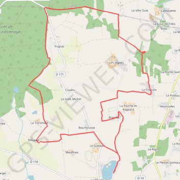 Itinéraire Circuit de la Voie Ahée - Carentoir, distance, dénivelé, altitude, carte, profil, trace GPS