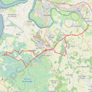 Itinéraire CABARIOT-BROUAGE (Voie-verte)-TRIZAY, distance, dénivelé, altitude, carte, profil, trace GPS
