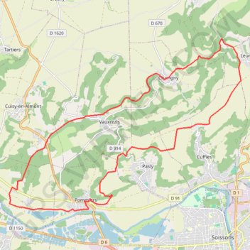 Itinéraire Le ru de Juvigny, distance, dénivelé, altitude, carte, profil, trace GPS