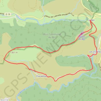 Itinéraire Boucle Le Bez par Les Chambons, distance, dénivelé, altitude, carte, profil, trace GPS