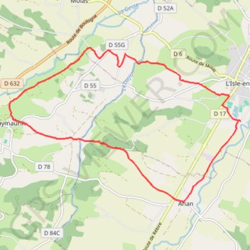 Itinéraire De l'Isle-en-Dodon à Puymaurin, distance, dénivelé, altitude, carte, profil, trace GPS