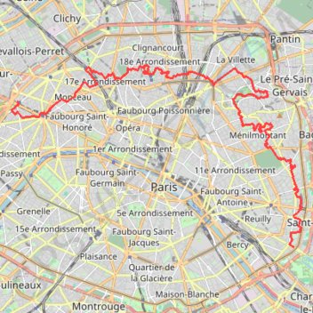 Itinéraire Paris portes Maillot - Dorée, distance, dénivelé, altitude, carte, profil, trace GPS