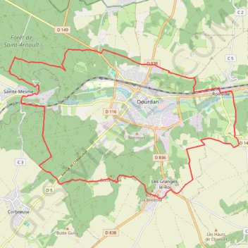 Itinéraire Randonnée autour de Dourdan, distance, dénivelé, altitude, carte, profil, trace GPS