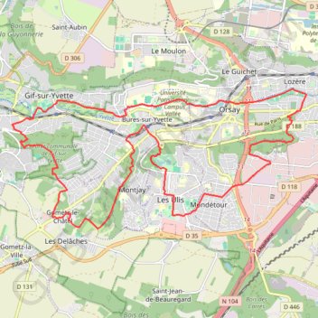 Itinéraire Gometz-le-Chatel, distance, dénivelé, altitude, carte, profil, trace GPS
