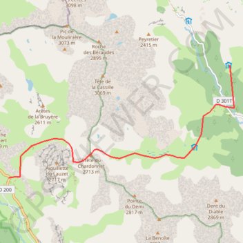 Itinéraire Le lauzet - refuge du Ricou, distance, dénivelé, altitude, carte, profil, trace GPS