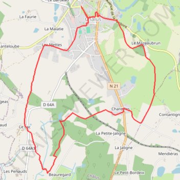 Itinéraire Loopi_Chalus_Moulichou, distance, dénivelé, altitude, carte, profil, trace GPS