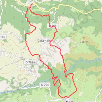 Itinéraire De Ponteix à Olloix, distance, dénivelé, altitude, carte, profil, trace GPS