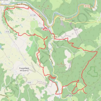 Itinéraire Bruniquel - Sud vers Les Abriols, distance, dénivelé, altitude, carte, profil, trace GPS