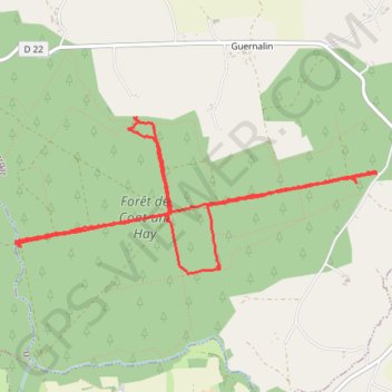 Itinéraire Forêt domaniale de Coat an Hay, distance, dénivelé, altitude, carte, profil, trace GPS