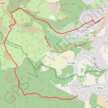 Itinéraire Rozérieulles - Vaux, distance, dénivelé, altitude, carte, profil, trace GPS
