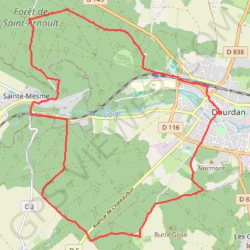 Itinéraire Dourdan et forêt de Saint-Arnoult, distance, dénivelé, altitude, carte, profil, trace GPS