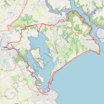 Itinéraire Pont-l'Abbé, distance, dénivelé, altitude, carte, profil, trace GPS