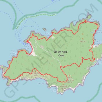 Itinéraire Tour de l'Ile de Port Cros, distance, dénivelé, altitude, carte, profil, trace GPS