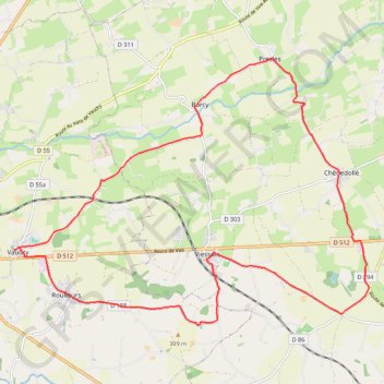Itinéraire De Vaudry à Chênedollé, distance, dénivelé, altitude, carte, profil, trace GPS