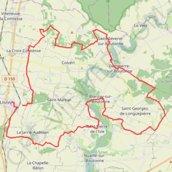 Itinéraire Loulay 45kms, distance, dénivelé, altitude, carte, profil, trace GPS