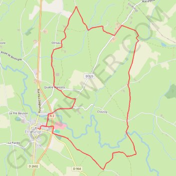 Itinéraire Sentier du Buffle (Etroeungt), distance, dénivelé, altitude, carte, profil, trace GPS