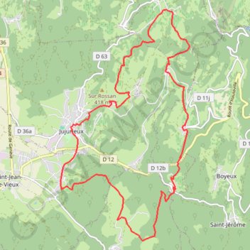 Itinéraire JUJURIEUX, distance, dénivelé, altitude, carte, profil, trace GPS