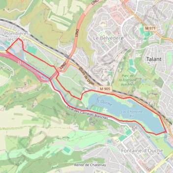 Itinéraire Barrage lac Kir, Plombières, Canal de Bourgogne, distance, dénivelé, altitude, carte, profil, trace GPS