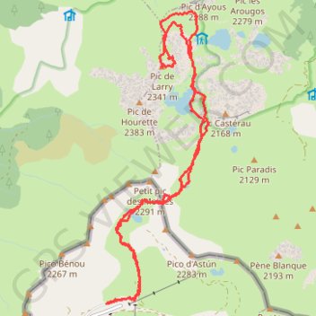 Itinéraire Pic de Larry depuis Astun, distance, dénivelé, altitude, carte, profil, trace GPS