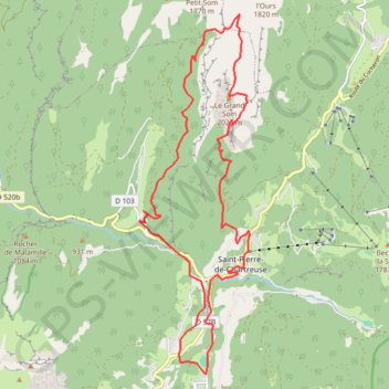 Itinéraire Saint Huges de Chartreuse - grand Som, distance, dénivelé, altitude, carte, profil, trace GPS