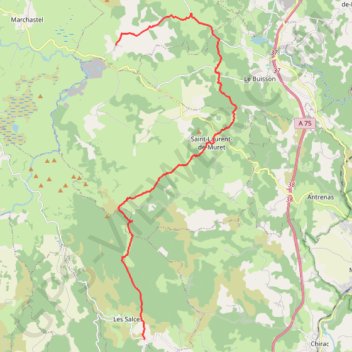 Itinéraire Tour de l'Aubrac - 02 - Usanges - Col de Trébatut, distance, dénivelé, altitude, carte, profil, trace GPS