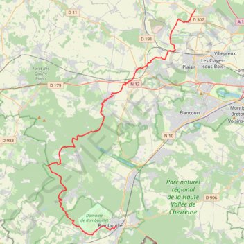 Itinéraire GR®1 De Rambouillet à Feucherolles (Yvelines) (2023©gr-infos.com), distance, dénivelé, altitude, carte, profil, trace GPS