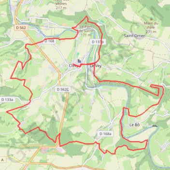 Itinéraire Clécy - l'Eminence - Le Pain de Sucre, distance, dénivelé, altitude, carte, profil, trace GPS