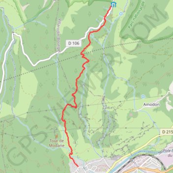 Itinéraire Refuge de l'orgère depuis Modane, distance, dénivelé, altitude, carte, profil, trace GPS