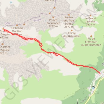 Itinéraire Col du Gleyzin depuis les Roches (Belledonne), distance, dénivelé, altitude, carte, profil, trace GPS