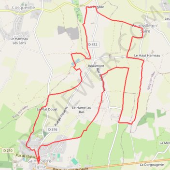 Itinéraire Saint-Pierre-Église (50330), distance, dénivelé, altitude, carte, profil, trace GPS