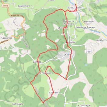 Itinéraire Saint Cernin - L'Homme Mort, distance, dénivelé, altitude, carte, profil, trace GPS