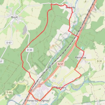 Itinéraire Sous-bois et monuments de la vallée de l'Ognon, distance, dénivelé, altitude, carte, profil, trace GPS
