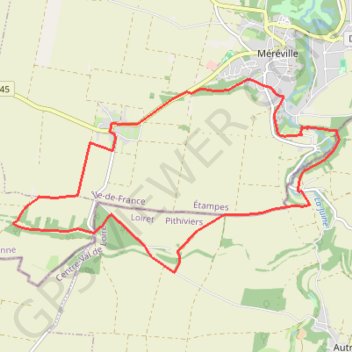 Itinéraire Les cressonnières de Méréville, distance, dénivelé, altitude, carte, profil, trace GPS