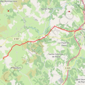 Itinéraire Tour des Monts d'Aubrac. De Aumont Aubrac aux Gentianes, distance, dénivelé, altitude, carte, profil, trace GPS