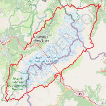 Itinéraire Tour du Mont Blanc (TMB), distance, dénivelé, altitude, carte, profil, trace GPS
