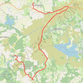 Itinéraire véhicules commana-saint rivoal, distance, dénivelé, altitude, carte, profil, trace GPS