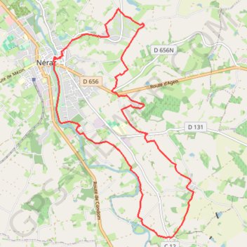 Itinéraire Nérac, via Puy Fort Eguille et Nazareth, distance, dénivelé, altitude, carte, profil, trace GPS