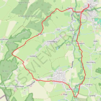 Itinéraire Holland - Limburgerland - Epen-Mechelen, distance, dénivelé, altitude, carte, profil, trace GPS