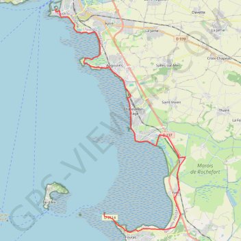 Itinéraire Fouras - La Rochelle, distance, dénivelé, altitude, carte, profil, trace GPS