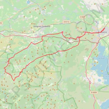 Itinéraire Lagrasse, distance, dénivelé, altitude, carte, profil, trace GPS
