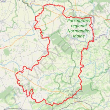 Itinéraire Le parc naturel régional Normandie-Maine et ses alentours, distance, dénivelé, altitude, carte, profil, trace GPS