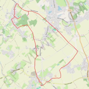Itinéraire Autour du château d'Assignies à Tourmignies, distance, dénivelé, altitude, carte, profil, trace GPS