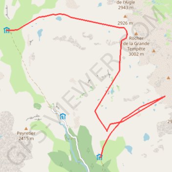 Itinéraire Refuge du Ricou - Ref des Drayeres par Cheval Blanc et Grande tempête, distance, dénivelé, altitude, carte, profil, trace GPS