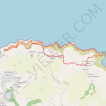 Itinéraire Saint Jean du Doigt-Beg an Fry, distance, dénivelé, altitude, carte, profil, trace GPS