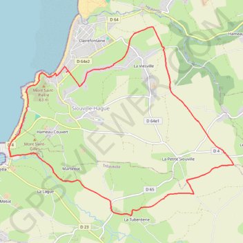 Itinéraire Siouville-Hague (50340), distance, dénivelé, altitude, carte, profil, trace GPS
