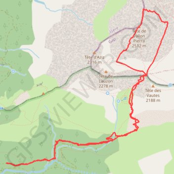 Itinéraire Tête de Vallon Pierra, distance, dénivelé, altitude, carte, profil, trace GPS