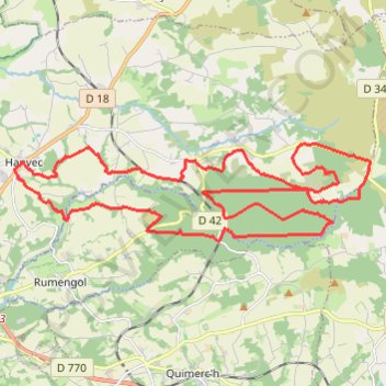 Itinéraire t23149 hanvev foret du cranou BON-MNT, distance, dénivelé, altitude, carte, profil, trace GPS
